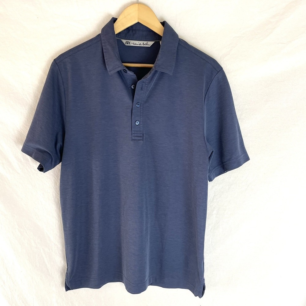 Travis Mathew Shirt Mens Medium M Blue Golf Polo Short Sleeve Pima Cotton